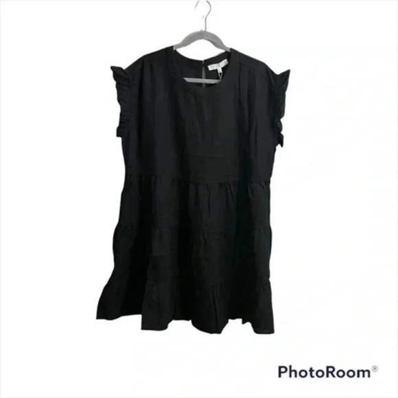 Adyson Parker black linen blend tiered shift dress Small - Picture 4 of 9